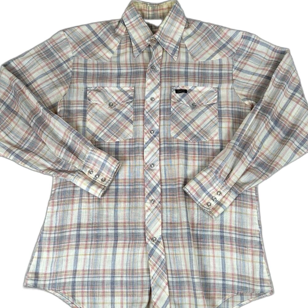 Montgomery Ward Western Wear Jean St Plaid Pearl Snap Vtg Shirt 70s Work Wear